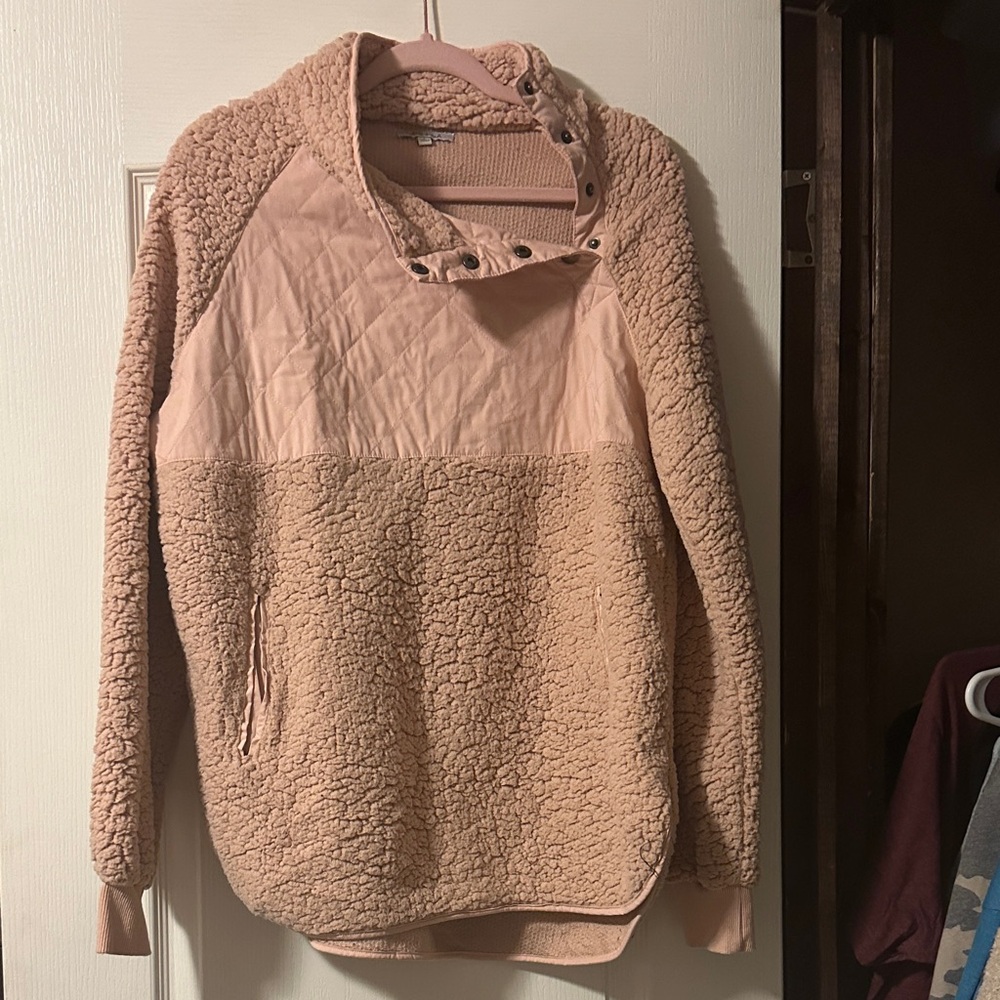 White Birch Pink Sherpa Pullover